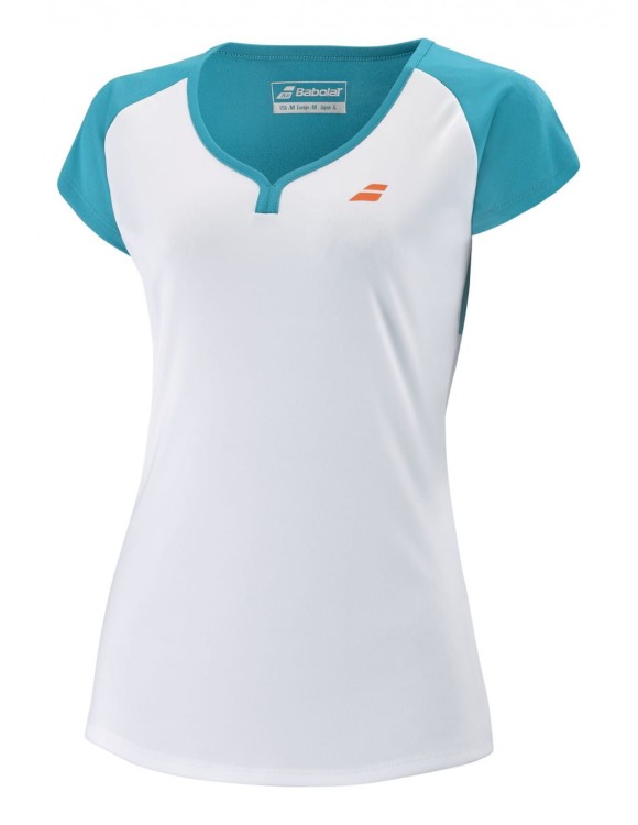 Damski top do tenisa BABOLAT PLAY CAP SLEEVE (biało-zielony)