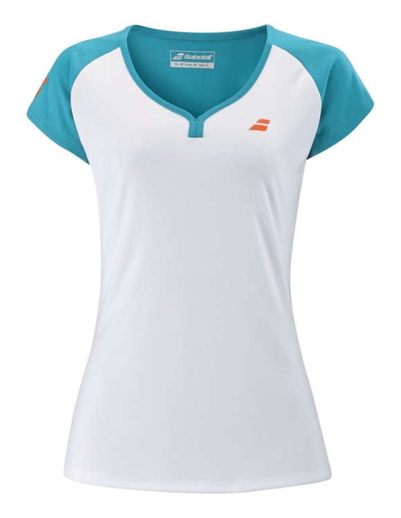 Damski top do tenisa BABOLAT PLAY CAP SLEEVE (biało-zielony)
