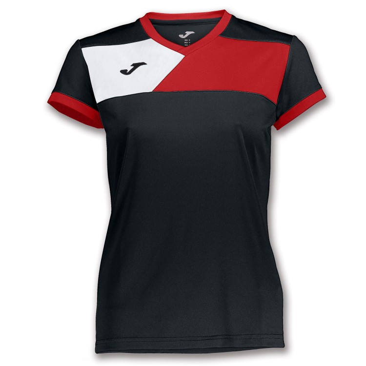 JOMA TSHIRT CREW II S/S BLACK-RED WOMAN