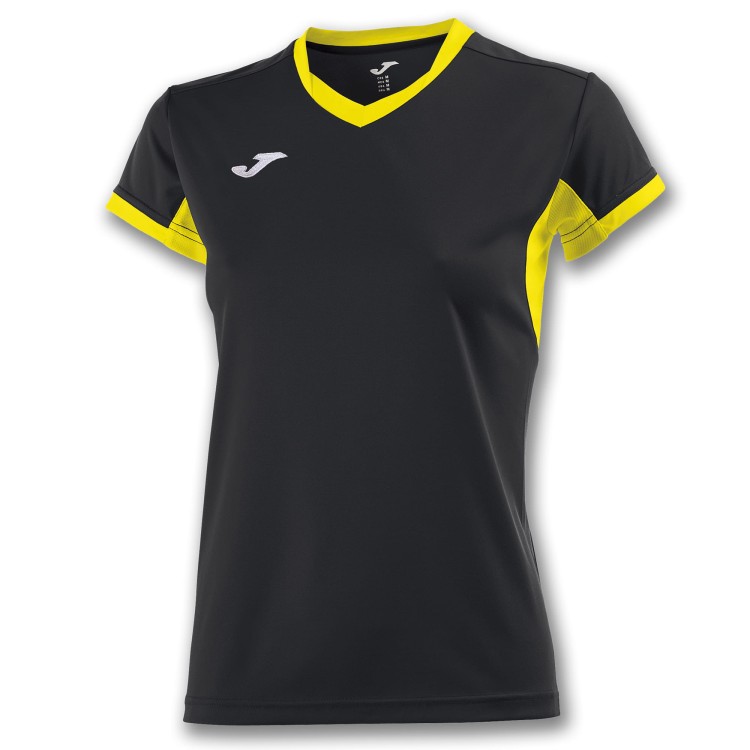 JOMA T-SHIRT CHAMPION IV BLACK-YELLOW S/S WOMAN