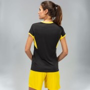 JOMA T-SHIRT CHAMPION IV BLACK-YELLOW S/S WOMAN