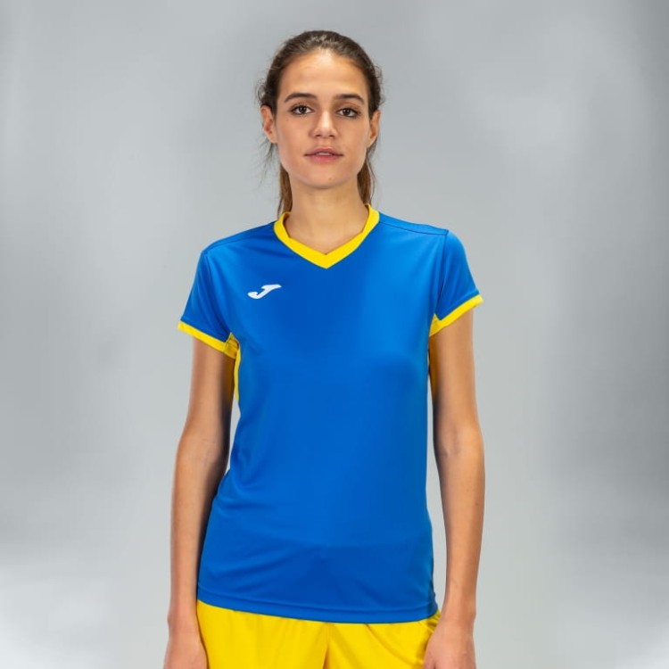 JOMA T-SHIRT CHAMPION IV ROYAL-YELLOW S/S WOMAN