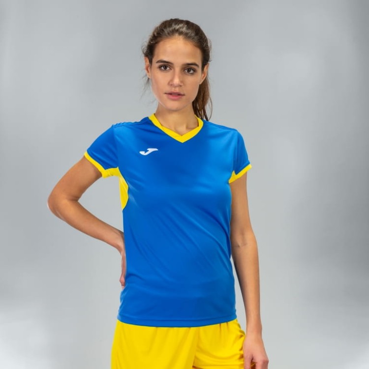 JOMA T-SHIRT CHAMPION IV ROYAL-YELLOW S/S WOMAN